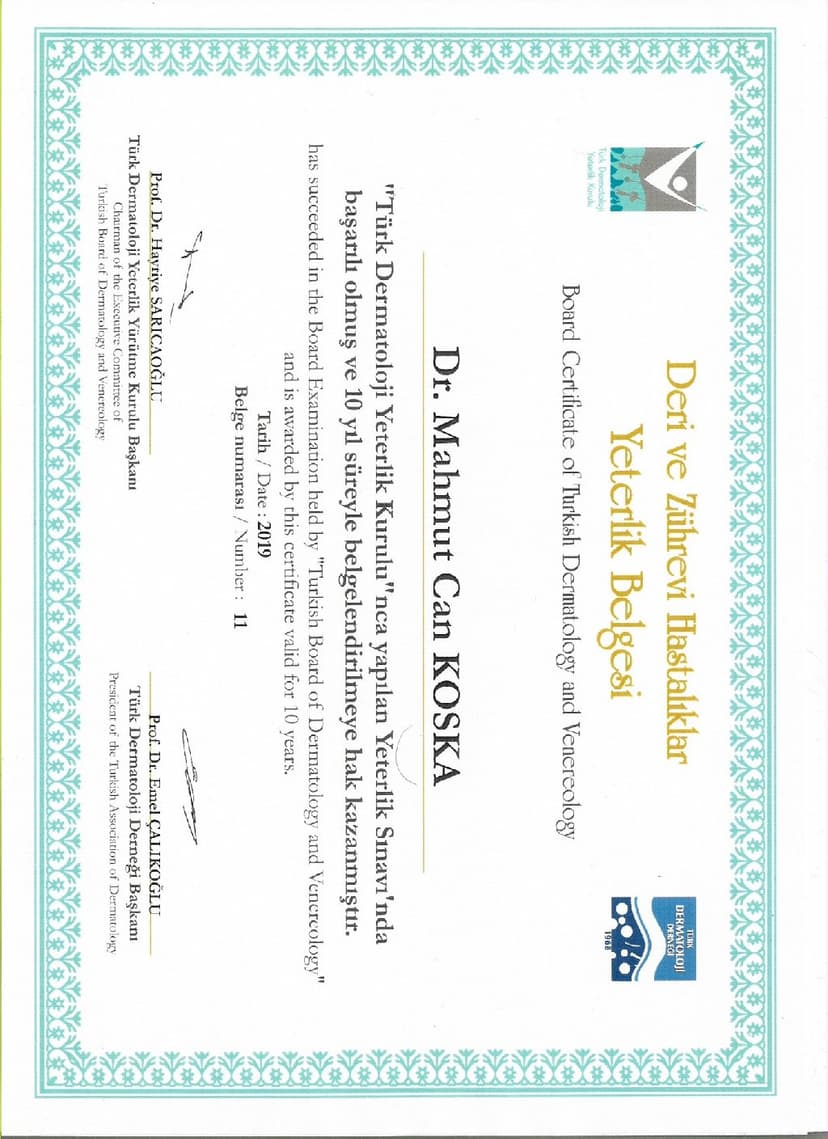 Türk Dermatoloji Yeterlik Kurulu Yeterlik Sınavı