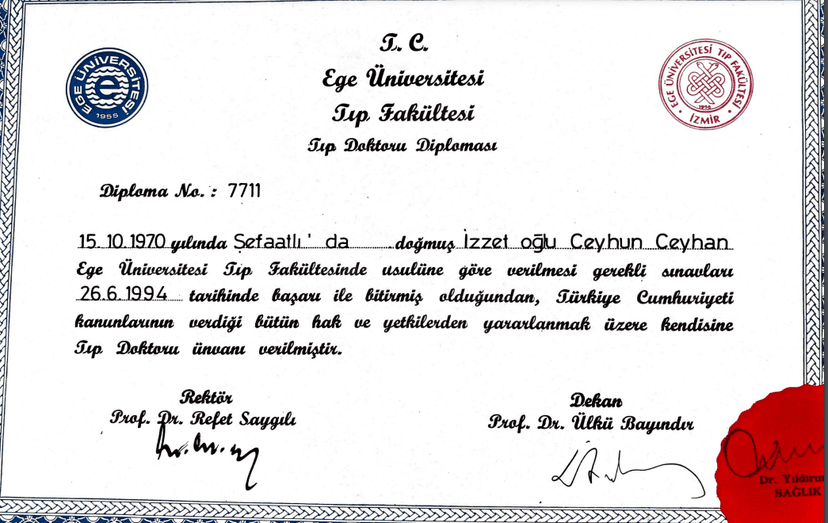 Ege Tıp Fakültesi Diploması