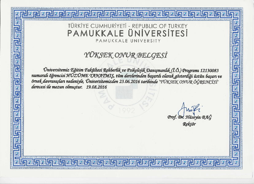 YÜKSEK ONUR BELGESİ