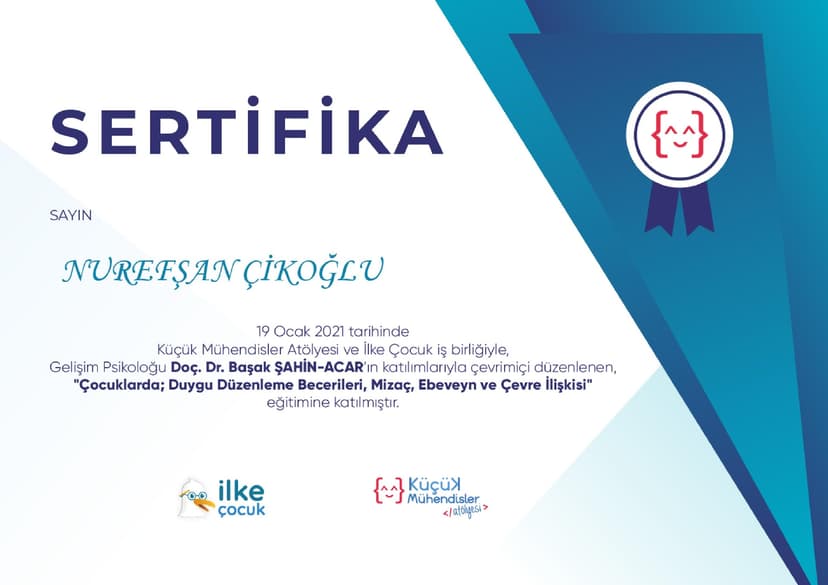 Küçük Mühendisler Atölyesi ve İlke Çocuk ‘Çocuklarda; Duygu Düzenleme Becerileri, Mizaç, Ebeveyn ve Çevre İlişkisi Eğitimi’