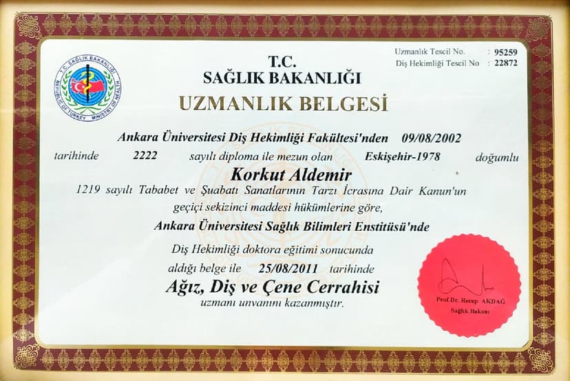 Ağız, Diş ve Çene Cerrahisi Uzmanlık Belgesi