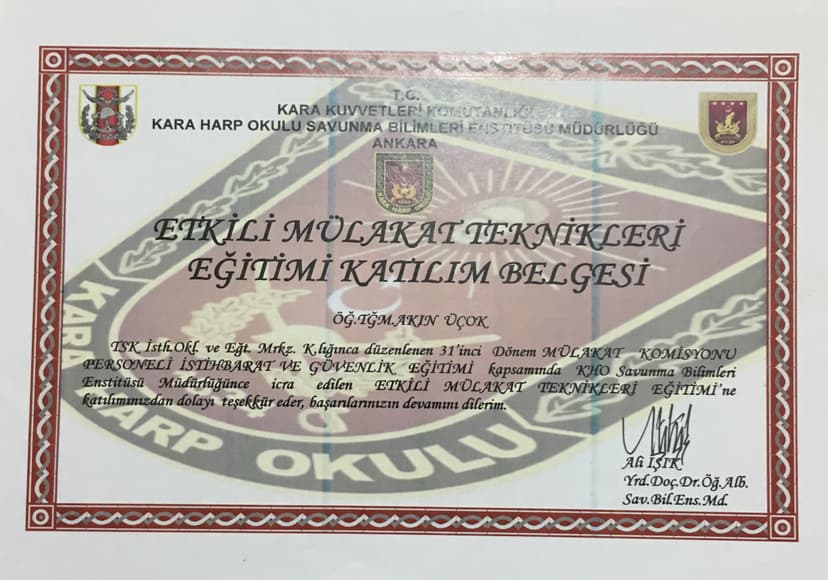 Etkili Mülakat Teknikleri Egitimi Katilim Belgesi