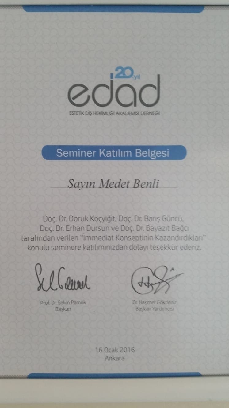 İmmediat implant eğitimi