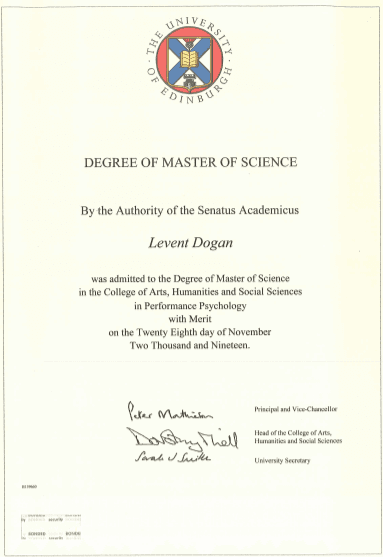 Uni of Edinburgh - MSc Perf Psychology