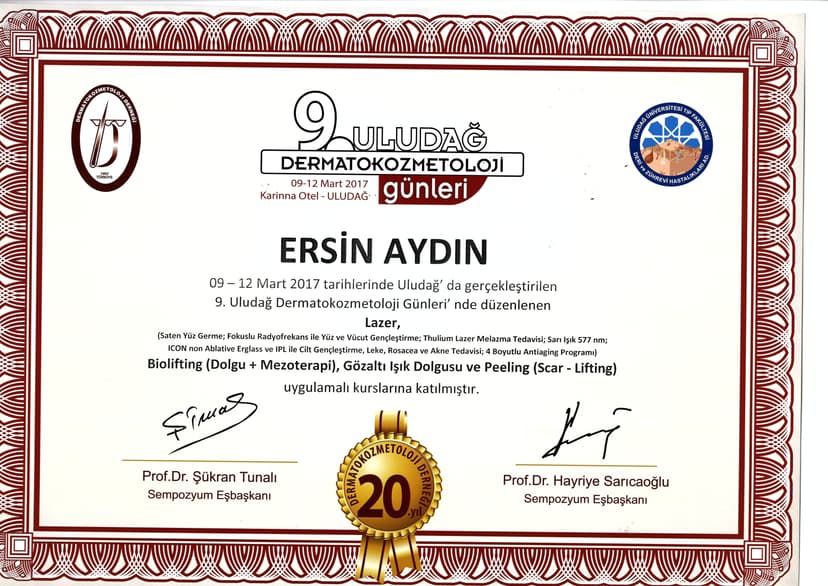 9 Uludağ Dermatokozmetoloji Günleri, Saten Yüz Germe, Thulium Lazer ile Melazma Tedavisi, 4 Boyutlu Antiaging Programı, Biolifting (Dolgu + Mezoterapi), Gözaltıışık Dolgusu, Peeling (Scar-Lifting) 9-12 M