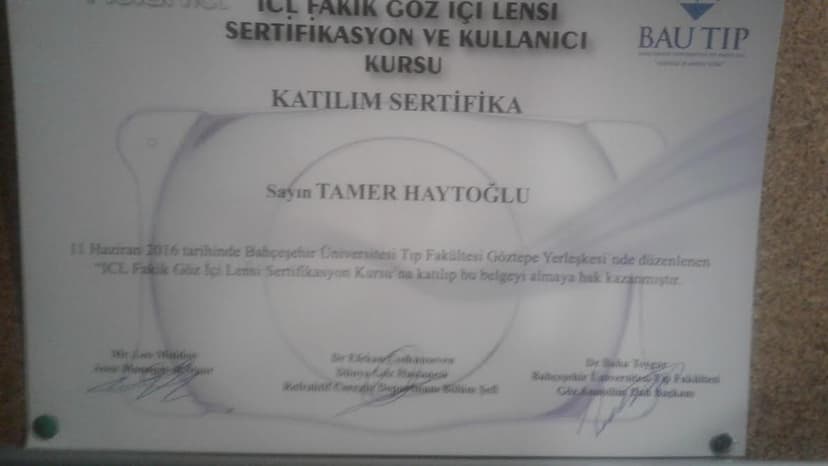 Göz İçi Lensi Sertifikasyon ve Kullanıcı Kursu