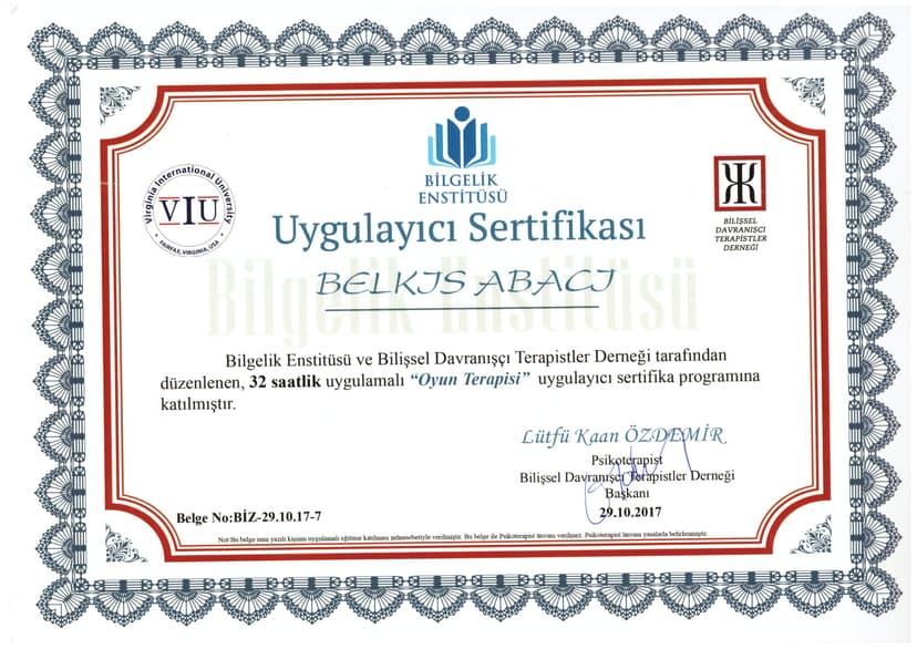 Çocuklarda Bilişsel Davranışçı Oyun Terapisi