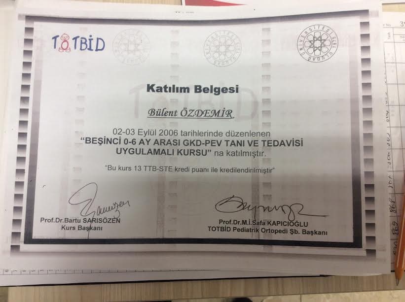 Beşinci 0-6 Ay Arası GKD-PEV Tanı ve Tedavisi Uygulamalı Kursu