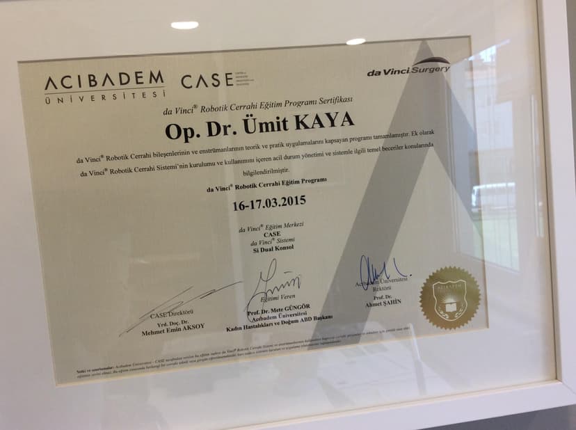 Robotik Cerrahi Eğitim Programı Sertifikası