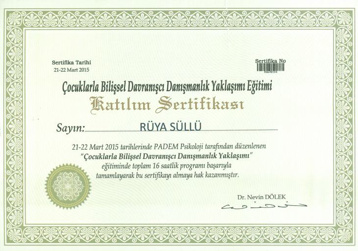 Çocuklarla Bilişsel Davranışcı Danışmanlık Yaklaşımı Eğitimi