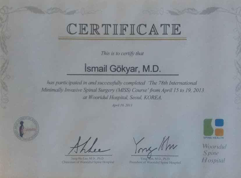 İsmail Gökyar Sertifika