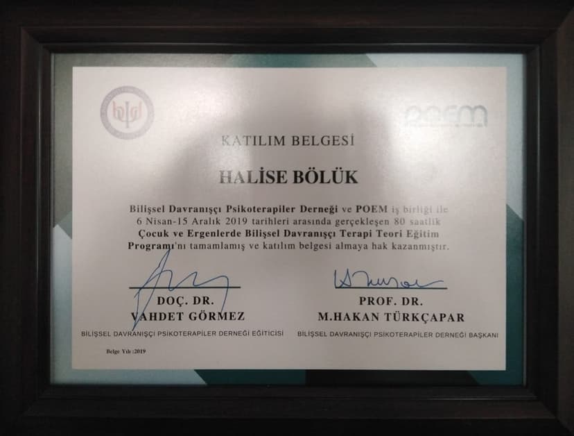 Çocuk ve Ergenlerde Bilişsel Davranışcı Terapi Eğitimi