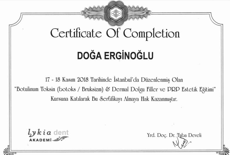 Botulinum Toksin (Botox/ Bruxsizm) & Dermal Dolgu Filler ve PRP Estetik Eğitimi
