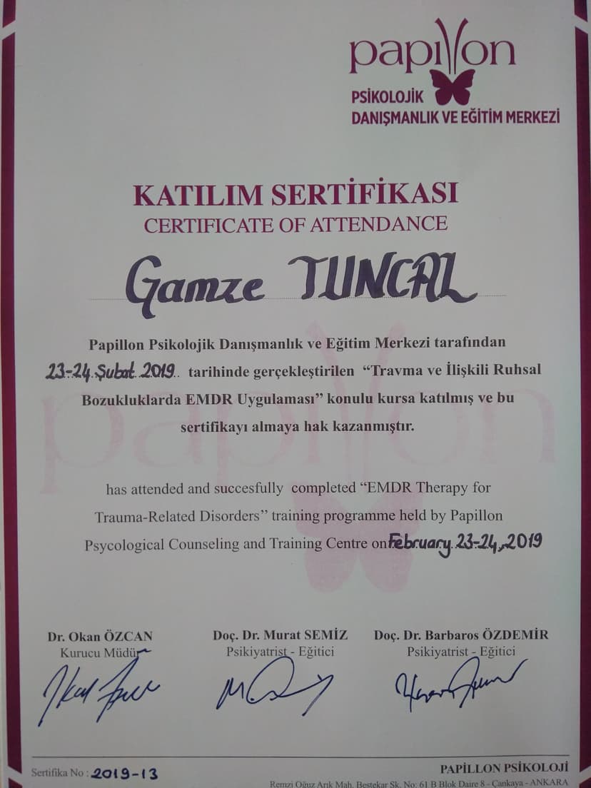 TRAVMA VE İLİŞKİLİ RUHSAL BOZUKLUKLARDA EMDR UYGULAMASI (23 ŞUBAT 2019)