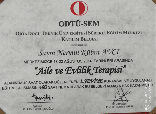 Evlilik Terapisi Belgesi 1. Düzey