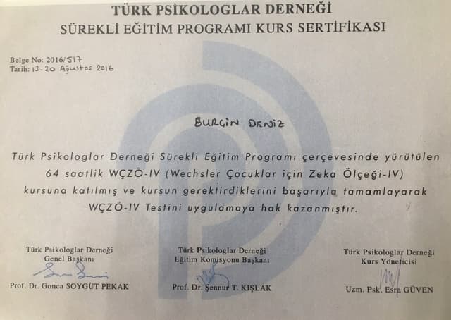 Wechsler Çocuklar için Zeka Ölçeği-IV (WÇZÖ-IV) Eğitimi