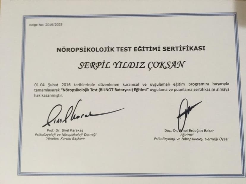 Nöropsikolojik Test Bataryası Eğitimi