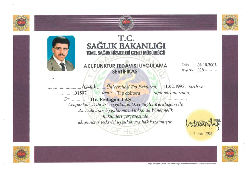 Akupunktur Uygulama Sertifikası Sağlık Bakanlığı