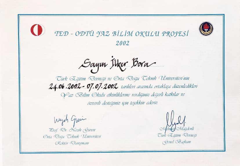 TED-ODTÜ Eğitim Sertifikası