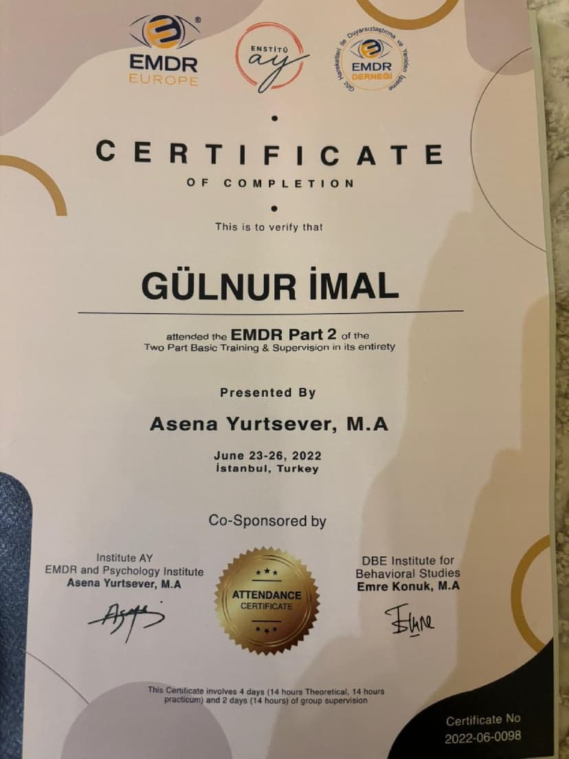 davranış bilimleri onaylı EMDR 2. düzey