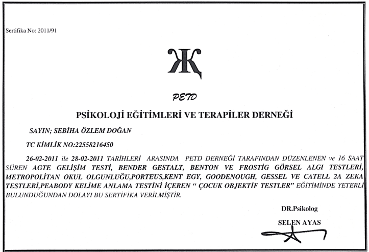 PETD Çocuk Objektif Testleri