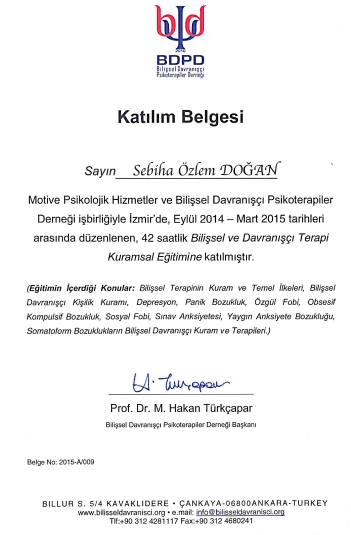 Bilişsel ve Davranışçı Terapi