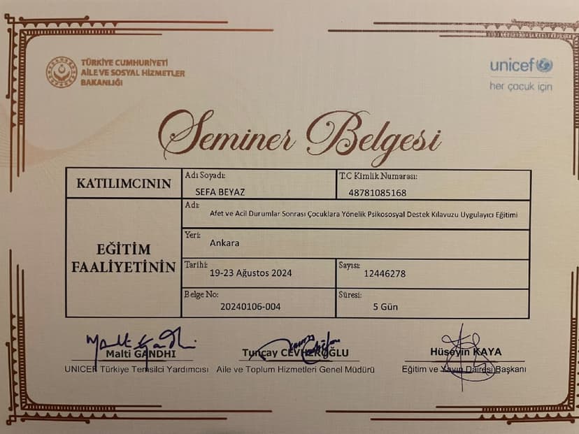 Çocuklara Yönelik Psikososyal Destek Uygulamaları