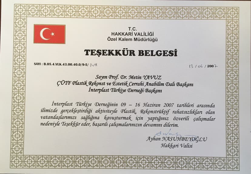 Teşekkür Belgesi