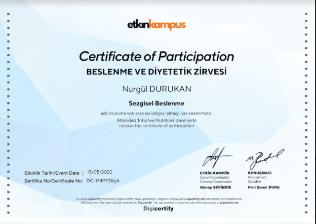 Katılım Sertifikası