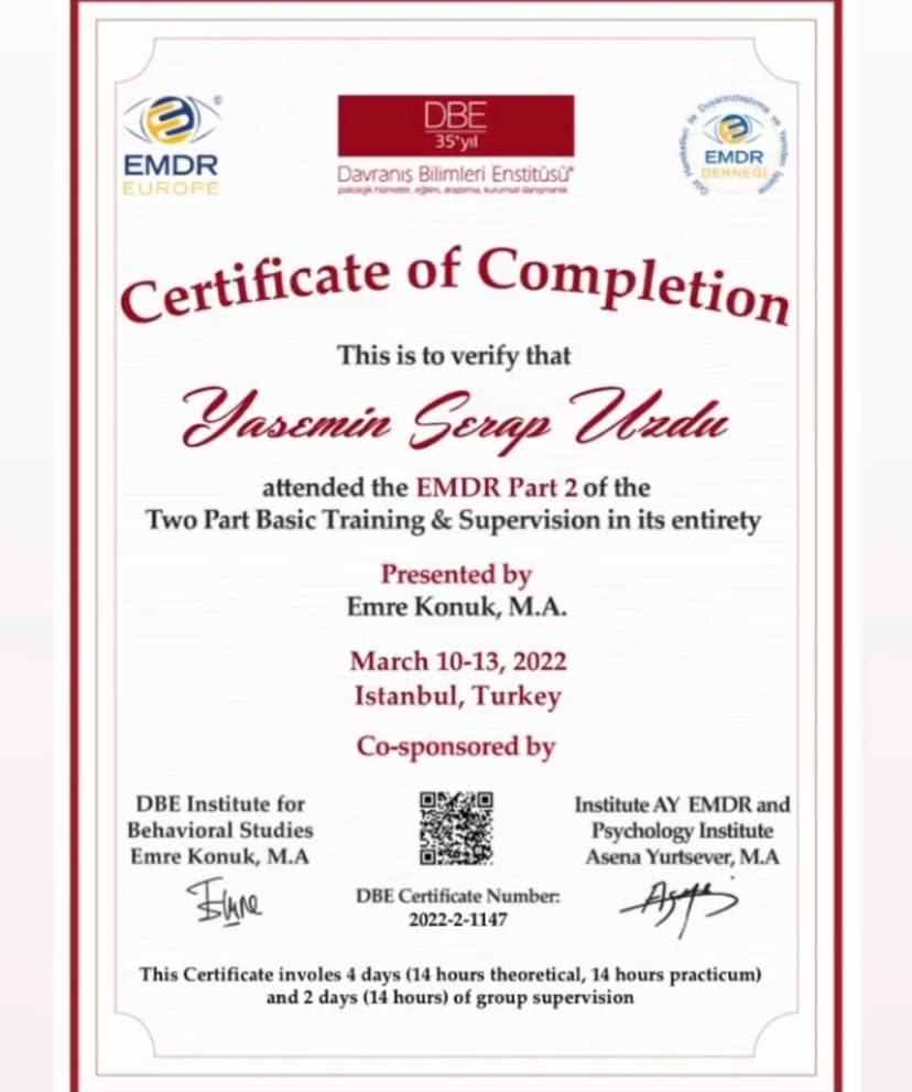 EMDR II DÜZEY TERAPİST SERTİFİKASI