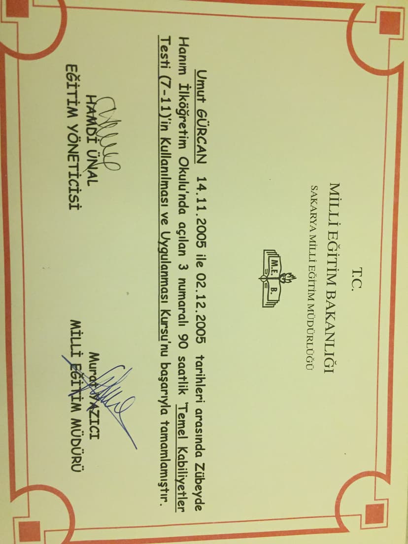 Temel Kabiliyetler Testi 7- 11