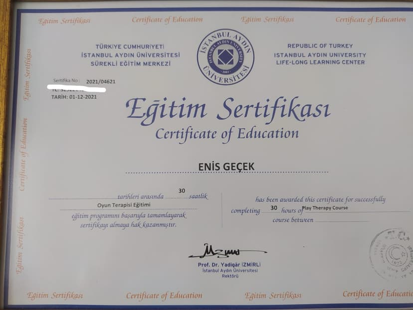 OYUN TERAPİSİ EĞİTİMİ AYDIN ÜNİVERSİTESİ
