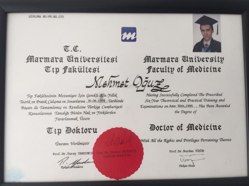 TC Marmara Üniversitesi Tıp Fakültesi ( İngilizce / English ) Diploması