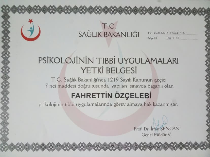 Psikolojinin Tıbbi Uygulamaları Yetki Belgesi