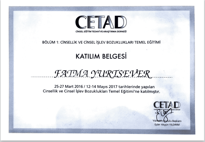 Cinsellik ve Cinsel İşlev Bozuklukları Temel Eğitimi