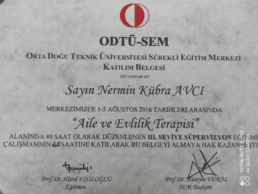 Evlilik Terapisi Belgesi 3. Düzey