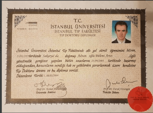İstanbul Üniversitesi İstanbul Tıp Fakültesi Tıp Doktoru Diploması