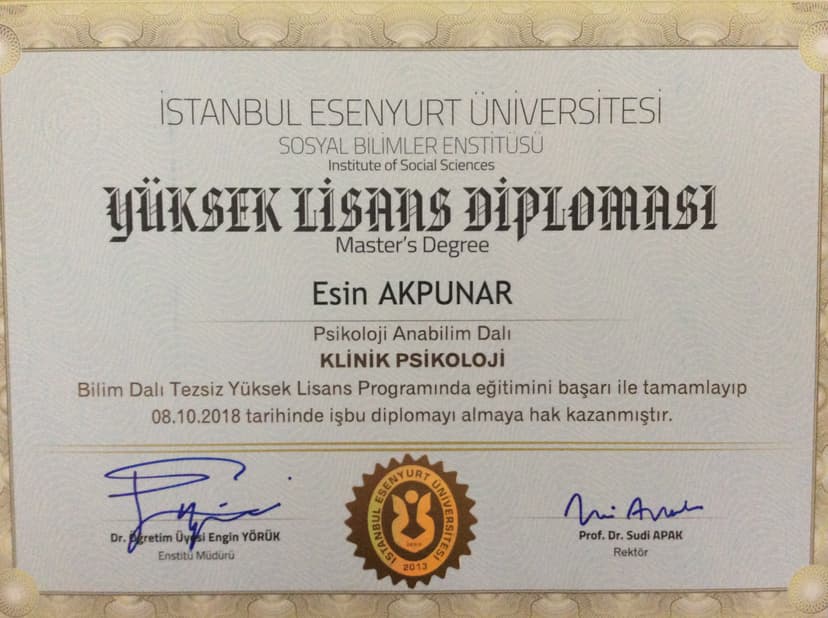 Yüksek lisans diploma