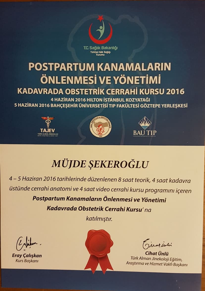 Postpartum Kanamaların Önlenmesi Ve Yönetimi 2016 Kursu