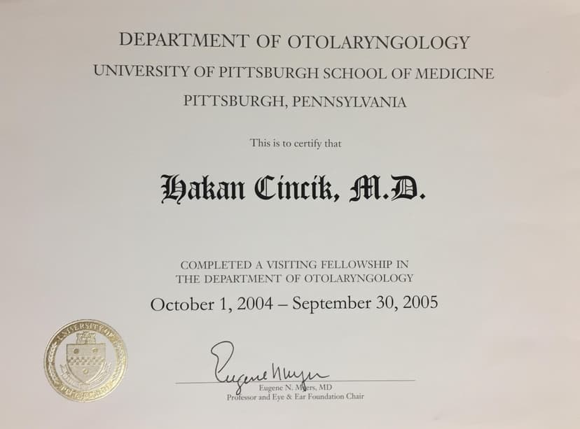 2004 Pittsburgh Otolarybgology 1 yıl observer doctor