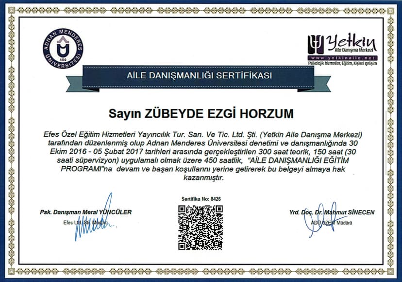 Aile Danışmanlığı Sertifikası