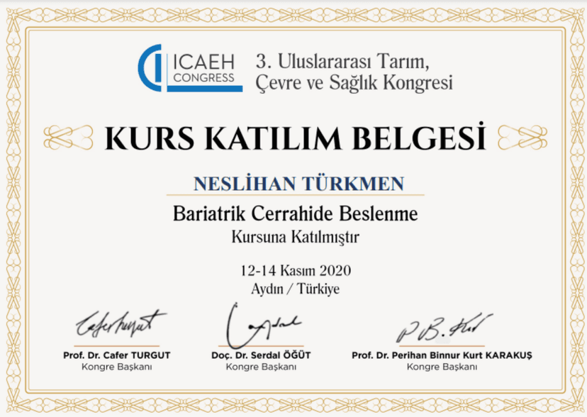 BARİATRİK CERRAHİDE BESLENME KURSU