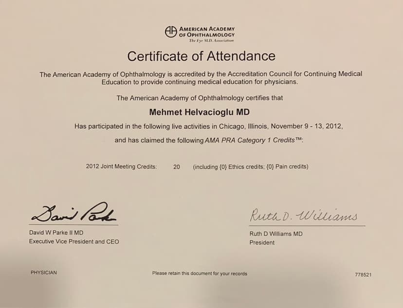 American Academy Of Ophthalmology 2012