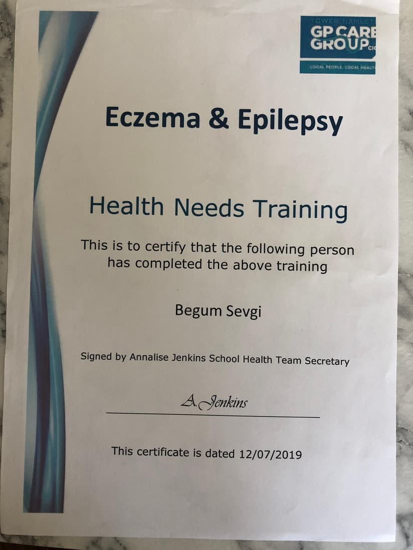 Eczama & Epilepsy Health Needs Training - Mile End Hospital/ London (2019)