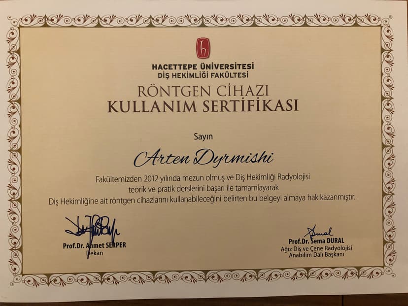 RONTGEN CIHAZI KULLANIM SERTIFIKASI