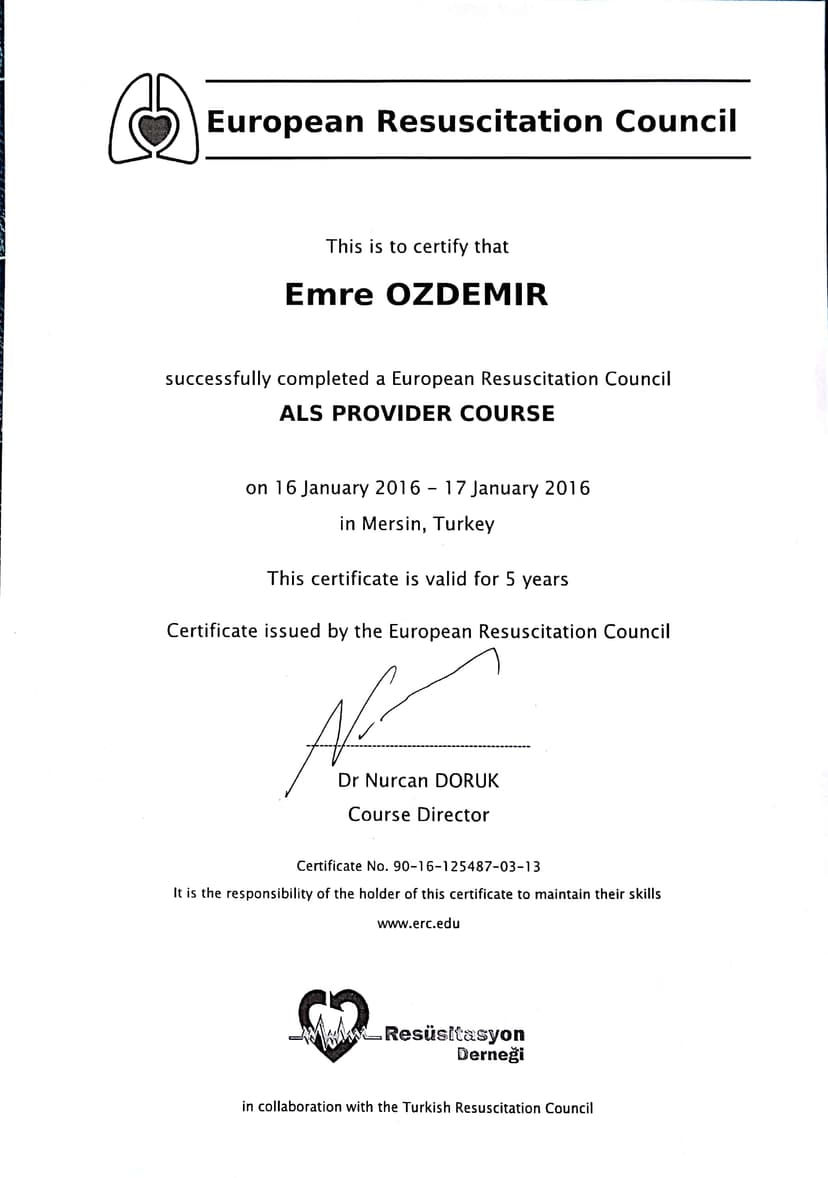 Avrupa Resüsitasyon Derneği Akreditasyonu