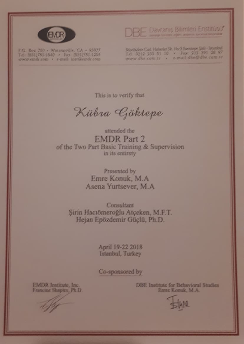 EMDR 2. Düzey Sertifikası