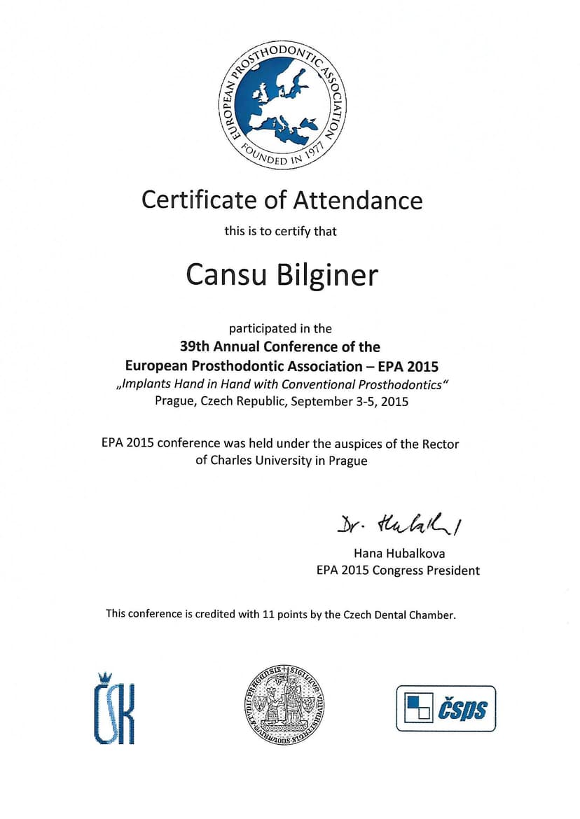 39th Annual Conference of the European Prosthodontic Association-EPA 2015