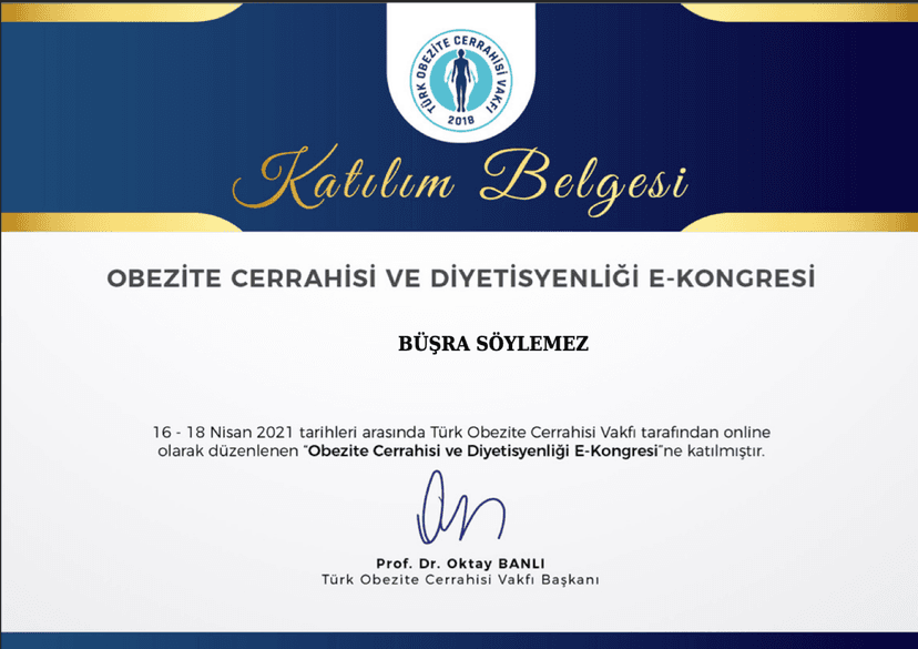 Obezite Cerrahisi ve Diyetisyenliği E-Kongresi