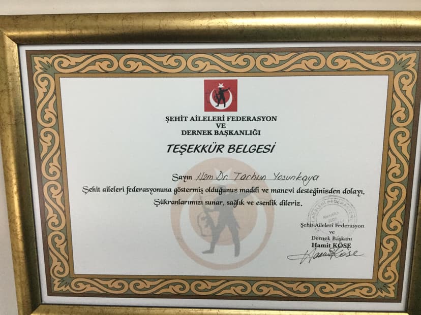 Teşekkür Belgesi